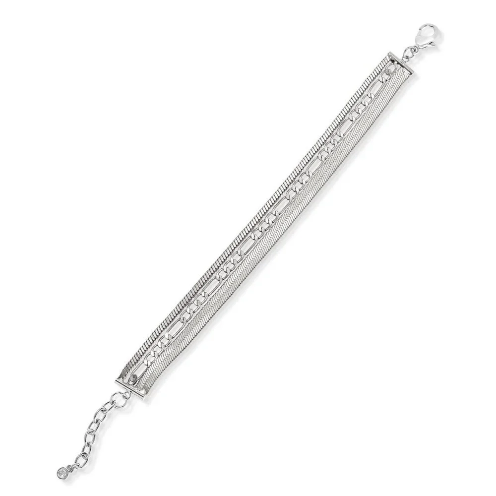On 34th‎ Multi-Row Silver Tone Chain Bracelet